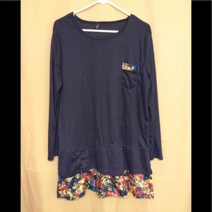 Navy Blue Floral Top